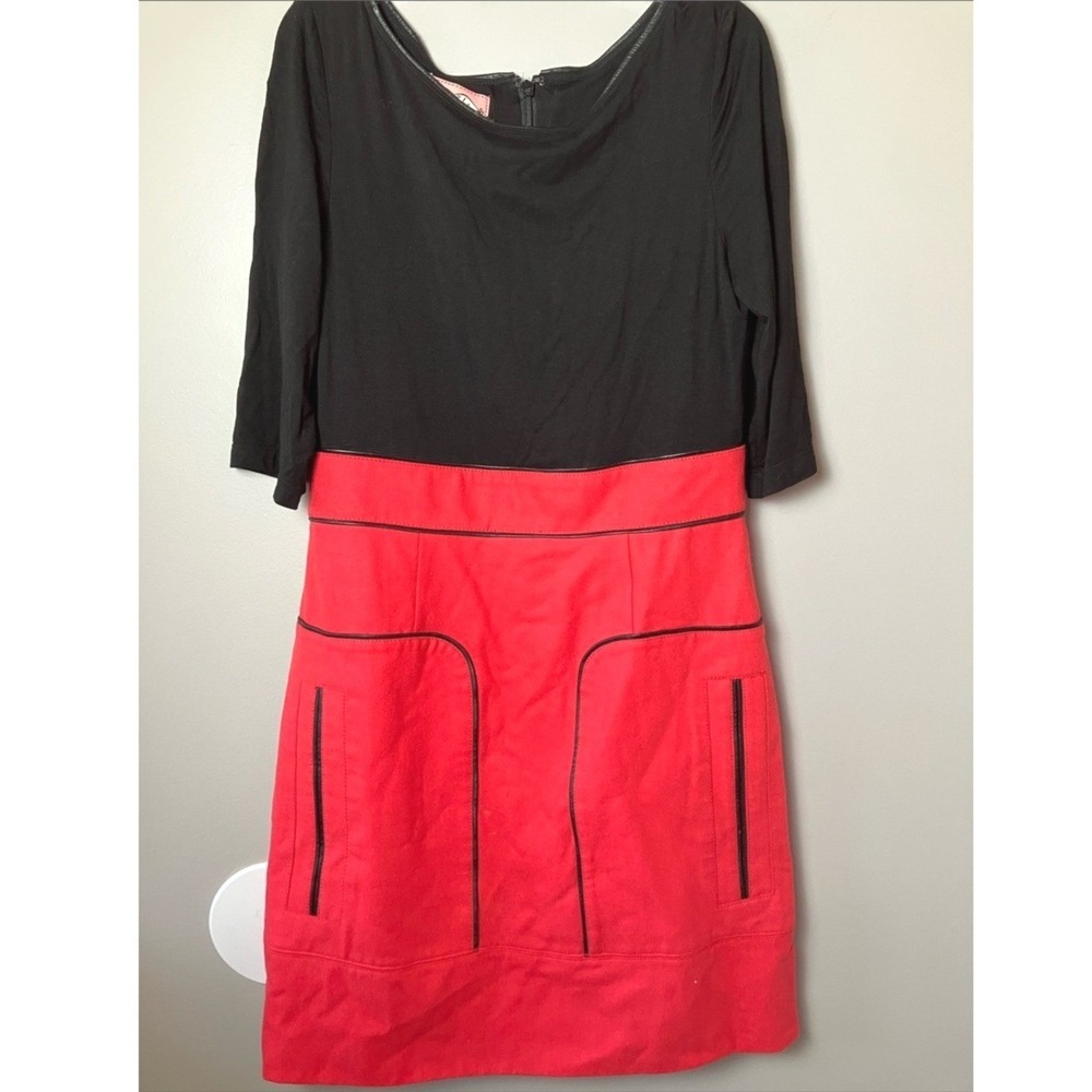 Phoebe Couture Retro Inspired Black & Red Colorblock Size 6‎ Sheath Dress